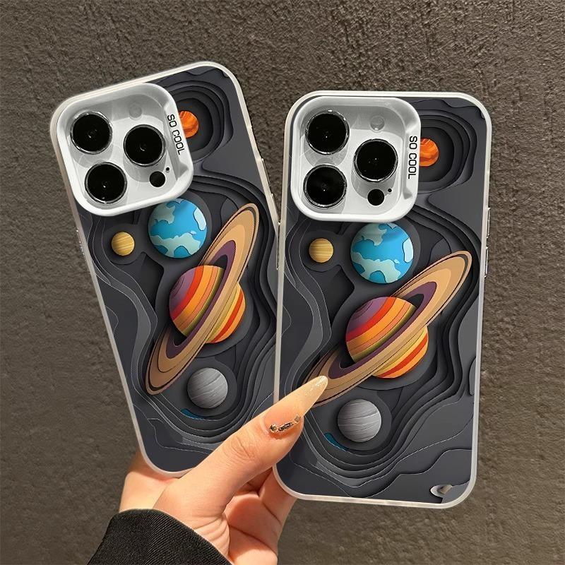 Чехол с рисунком планет для iPhone 17 16 15 14 13 11 12 Pro Max 17 Air 15 Plus 16E Ударопрочный Жесткий Чехол Защитный Экран Чехол