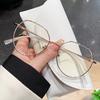Large Face Thin Myopia Glasses Women Can Be Equipped With Degree Anti-Blue Light Round Face Plain Gold Silk Glasses Frame Frame
