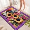 Rural Flower Mat 3D Stereoscopic Design Wear Resistant Crystal Velvet Carpet Creative Flower Pattern Non Woven Bottom