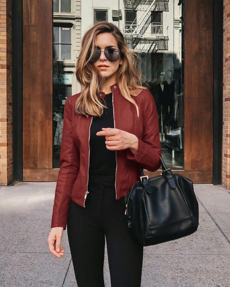 Women Flight Jacket Pu Leather Outwear Zipper Outfit 2024 Autumn Fashion Short Thin Female Jackets Office Lady Casual Coats