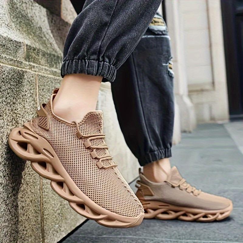 PLUS SIZE Mens Fashion Sneakers - Solid Woven Knit, Blade Design, Ultra-Breathable & Non-Slip - Soft Sole, Comfortable Casual Shoes for All-Day Wear