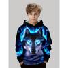 Толстовка с длинным рукавом для мальчиков с принтом Blue Flame Wolf 3D, оставайтесь стильными и уютными - Идеальная весна