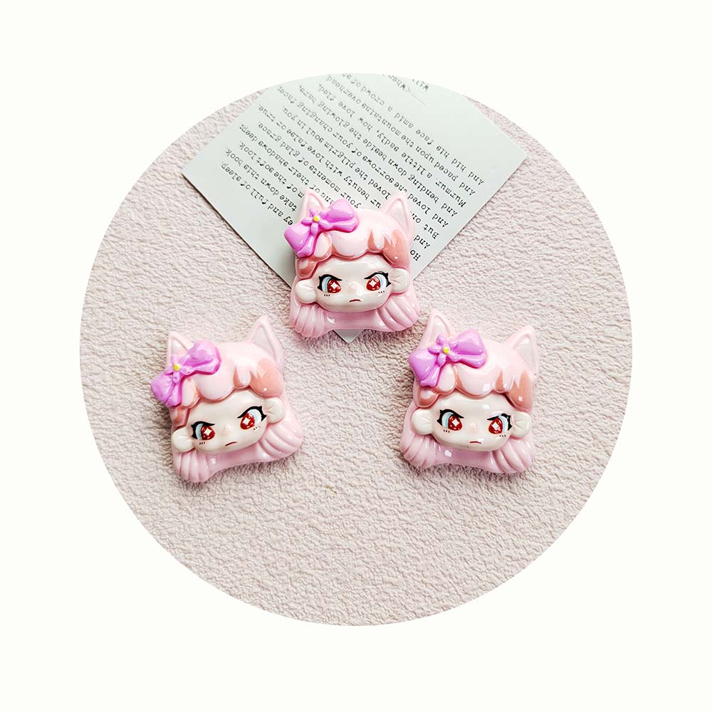 100 шт. Смоляные кабошоны-украшения Kawaii с плоской задней стороной, головки мультяшных девочек для скрапбукинга, аксессуаров для волос и поделок