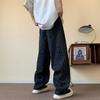 Mens Loose Straight Cut Denim Pants 2025 Water Washed Wide Leg Casual Jeans Teens Adults