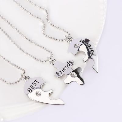 Forever Vintage Jewelry Кристальная Дружба 3 шт./Набор Ожерелье Кулон Форма Сердца Лучшие Друзья