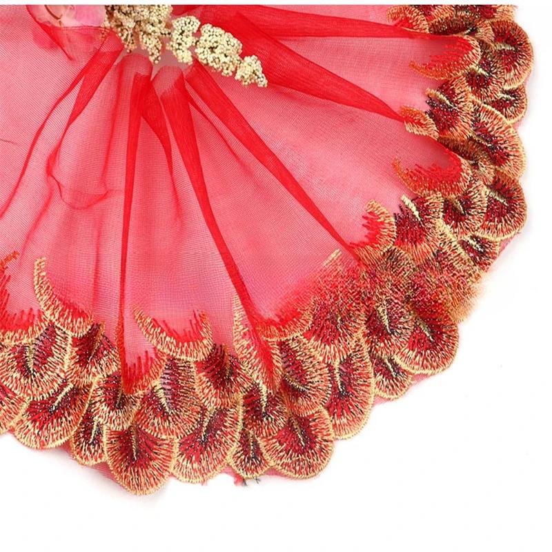 Flower Lace Trim 19cm Sequin Embroidered Lace  Ribbon For Dress /Wedding/ Garment DIY Sewing Decor Accessories 10 Yards