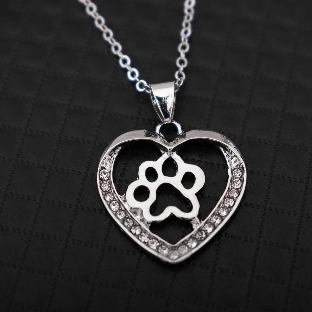 Cute Couple Accessories Creative Cutout Love Dog Claw Pendant Necklace Fashion Diamond Pop Everything Punk Party Holiday Gift Ne