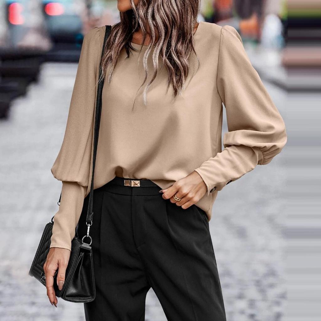 Женская, цвет Повседневный и универсальный, с круглым вырезом, стильный топ-рубашка