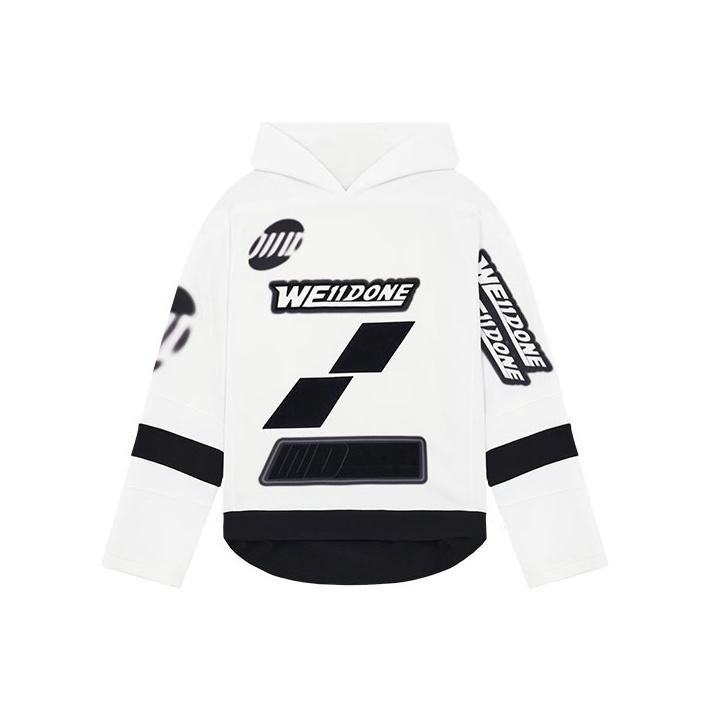 We11done Oversized Football Hoodie White Unisex Tops WD-TH1-22-562-U-WH