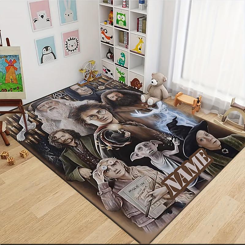 Custom Name Harry Potter Magic Train Carpet Rug Customizable Soft Washable Anti-Slip Home Living Room Sofa Mats Personalized Rug. 090974