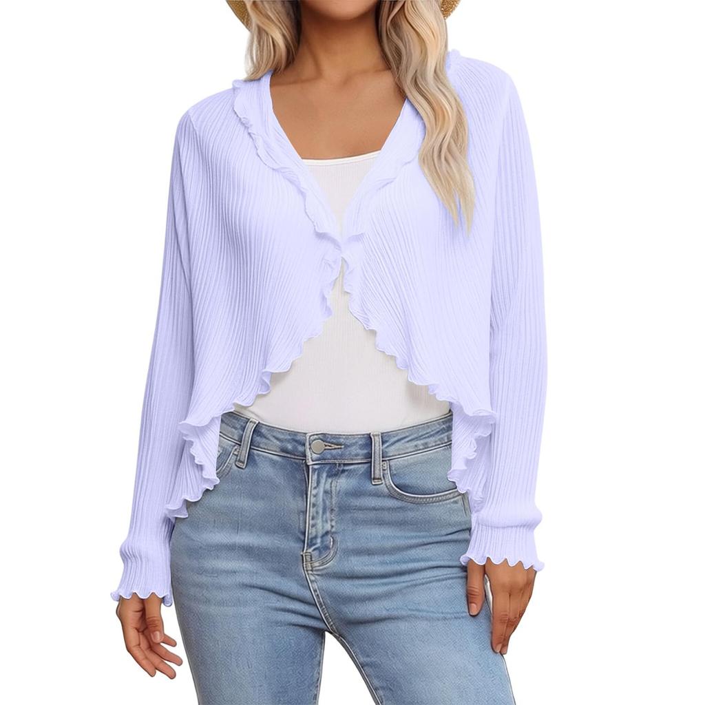 Women Fashion Solid Color Car Driving Sun Protection Shawl Breathable Outdoor Sunscreen Scarf Beach UV Protection Loose Casual Style Ruffled Shawl