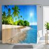 1PC Green Tropical Plants Shower Curtains for Bathroom Polyester Seaworld Shower Curtain Printing Curtain Beach Shower Curtains