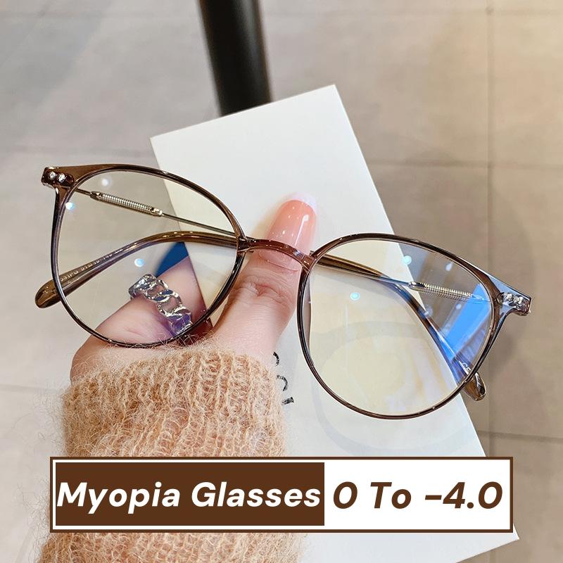 Luxury Brand Myopia Glasses Anti-Blue Light Computer Eyeglasses Women Fashion Prescription Near Sight Glasses Diopter 0 To -4.0