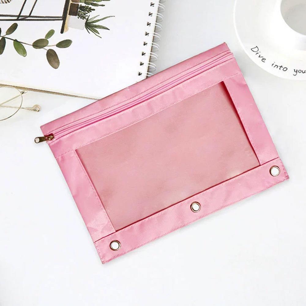 Transparent Oxford Cloth Loose Leaf Budget Binder Pockets Documents Holder File Organizer Zipper Binder Pouches For Notebook