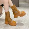 Модные женские осенне-летние ботинки 2024 года, модные дышащие сетчатые кроссовки, высокие ботильоны на платформе для женщин, уличные ботинки на шнуровке, массивная обувь