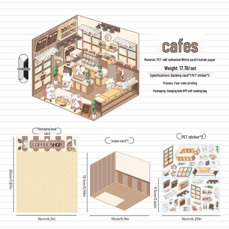 Fairy Tale Cottage 3D Landscape Stickers - Miniature Journal Decoration