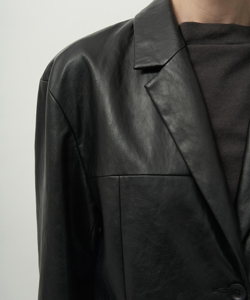 Rough Side White Label Faux Leather Jacket Crow