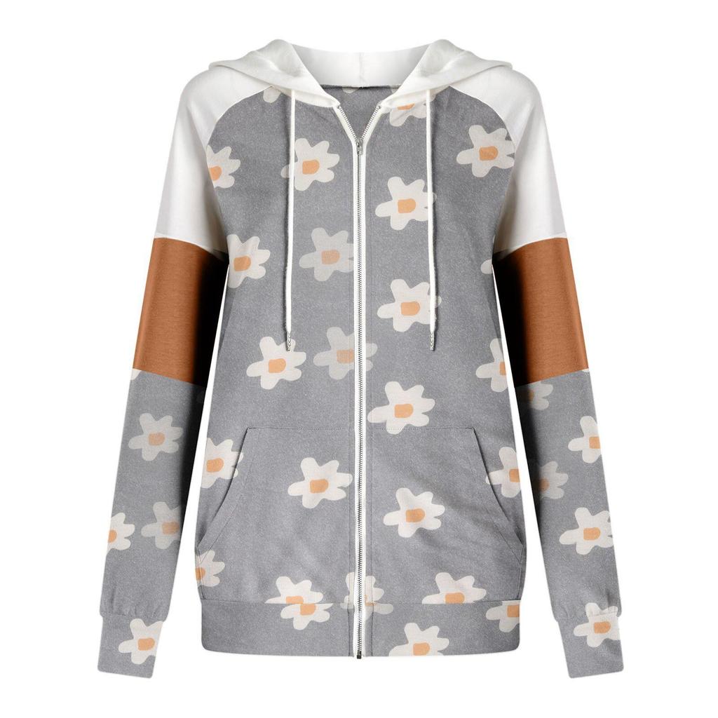 Женская толстовка с капюшоном на молнии с европейским и американским принтом осень/зима