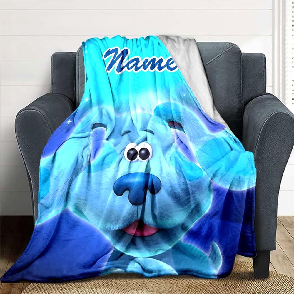 Customizable Pistas da Blue Blue’s Clues2 Throw Blanket – Personalized Name, All-Season Cozy Snug Blanket, Machine Washable, Personalized Blanket