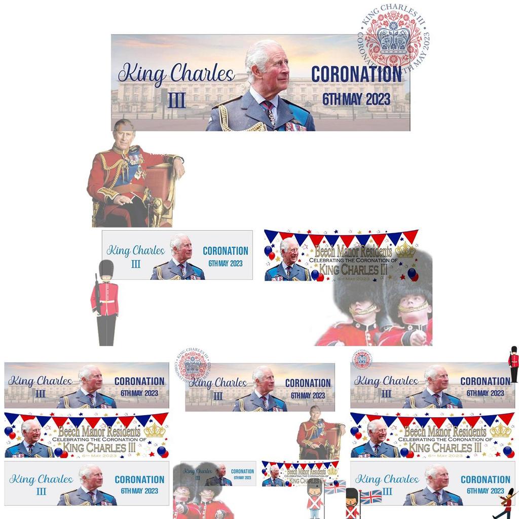 King Charles Iii Coronation Flag Premium Polyester Fabric 50x150cm