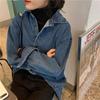 Женская куртка размера S-5XL, осенняя джинсовая куртка большого размера, синяя сотня рубашек, женские топы с длинными рукавами, свободная куртка-рубашка