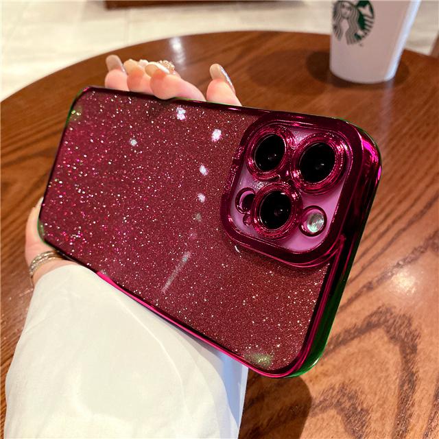 Luxury Square Plating Bling Glitter Silicone Case For iPhone 15 14 13 12 Mini 11 Pro Max X XR 7 8 Plus SE Soft Sequins Cover