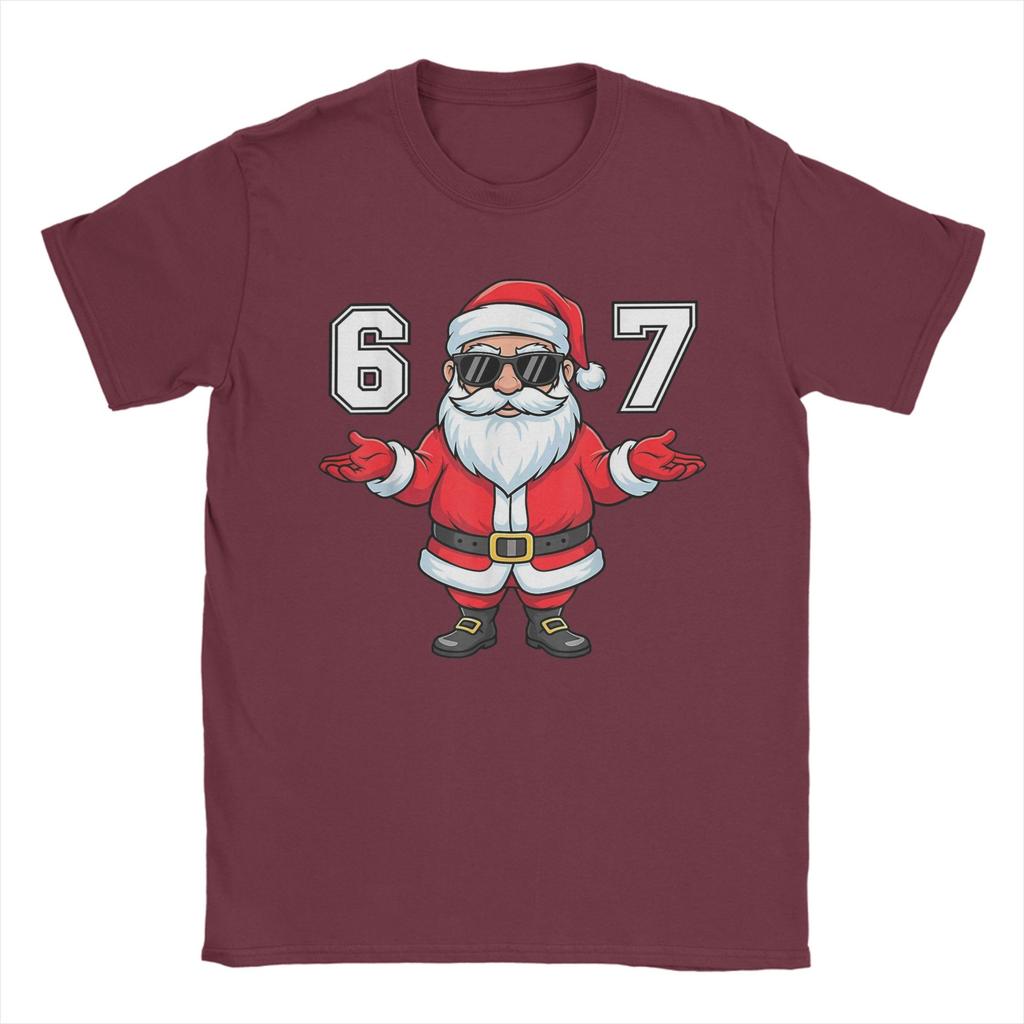 Crazy  6 7 Christmas Six Seven Meme T-Shirt Men Crew Neck 100% Cotton T Shirts  Short Sleeve Tees 4XL 5XL 6XL Clothes