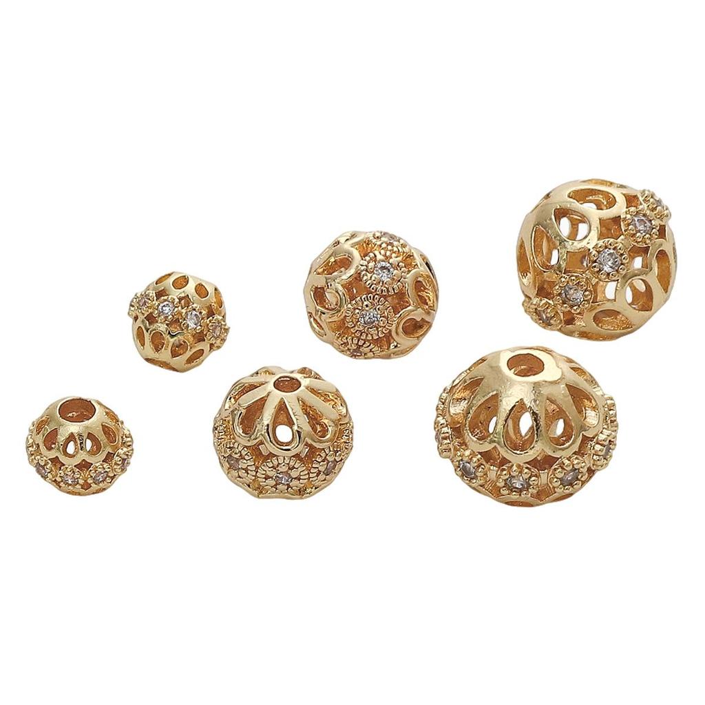 Copper Micro Inlaid Zircon Drill Ball Beads For DIY Earring Bracelet Necklace Jewelry Making Craft Accessories