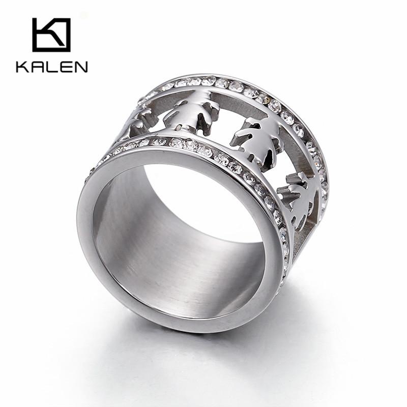 Roman Numeral Rhinestone Jewelry Stainless Steel Girl Pattern Charm Ring Ladies Mom Holiday Gift Size6-9