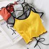 2025 Summer New Slim Fit Open Back Sexy Chest Cushion Strap Women Crop Tops Sexy Solid Color Camisole Women Clothing