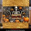 1 item Halloween banner background decoration 2D flat skull figure pumpkin and spider web pattern background wallzyc