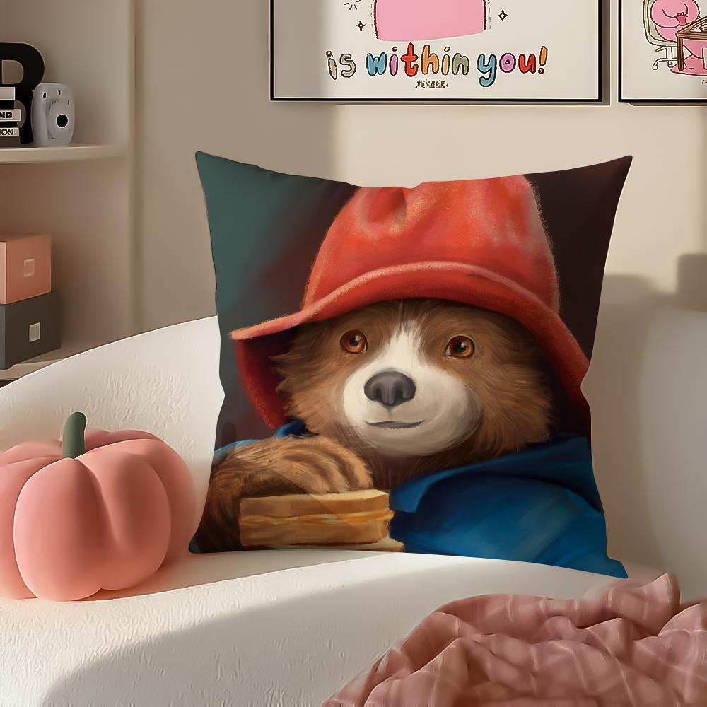 Cute Charming British Cartoon PPaddington Bear Cushion Cover Pillowcase Short Plush Invisible zipper Room Sofa Cushion Cover