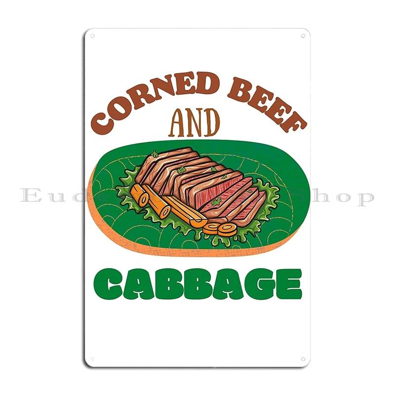 Corned Beef Cartoon Character Fun illustration for corned beef Lovers Kvetcher In The Rye Deli Metal Decor Tin Sign Poster