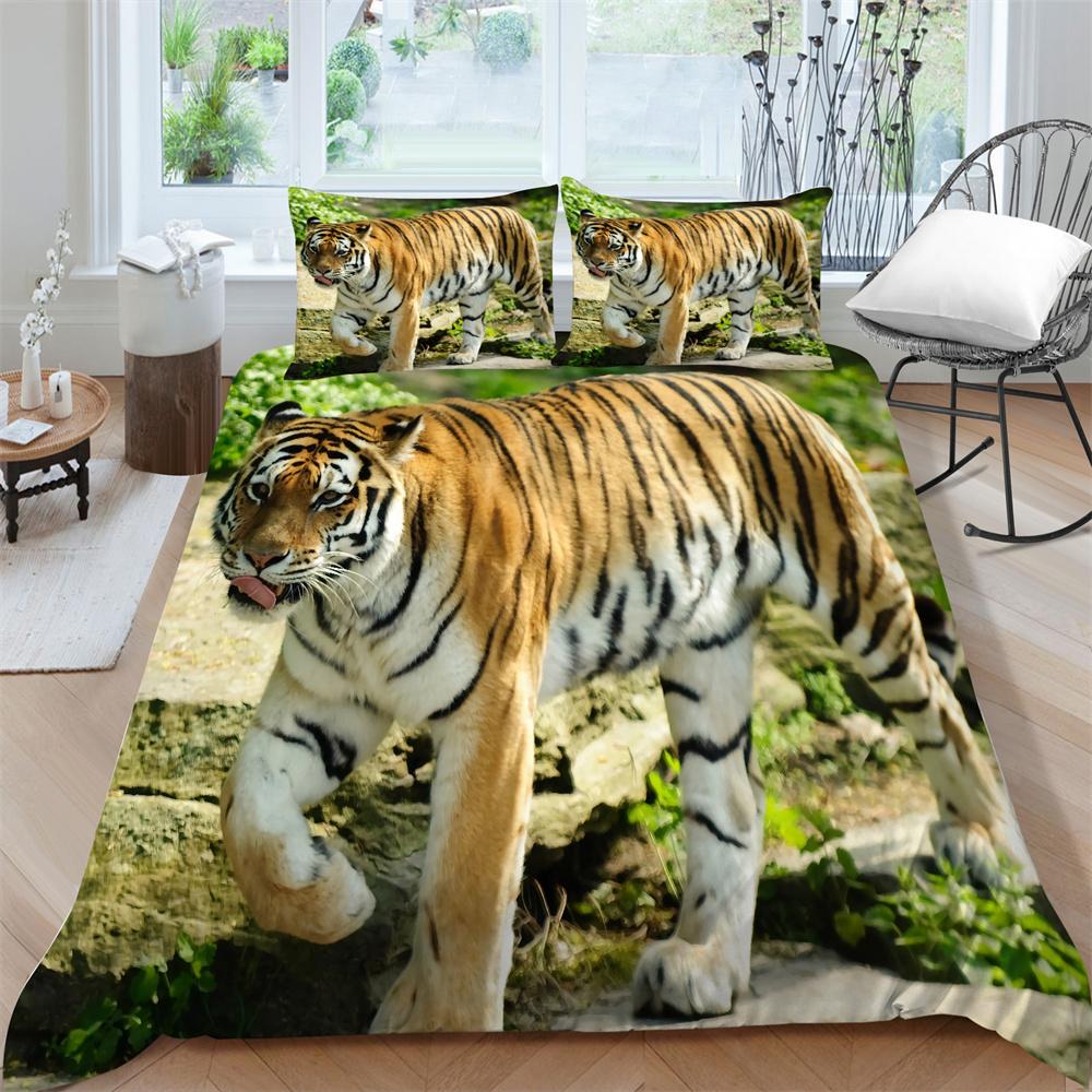 Tiger Printing Bedding Cover Suit Animal Style Duvet Cover Man Woman Single Double Size Polyester Bedroom Decor