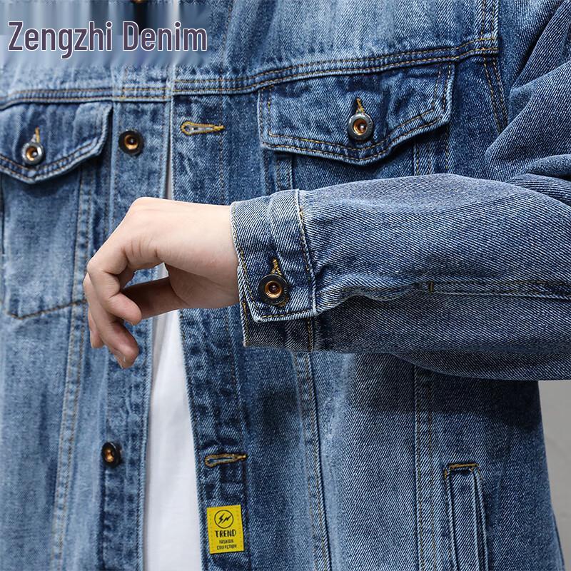Мужская повседневная джинсовая куртка Zengzhi с эффектом потертости, стрейч