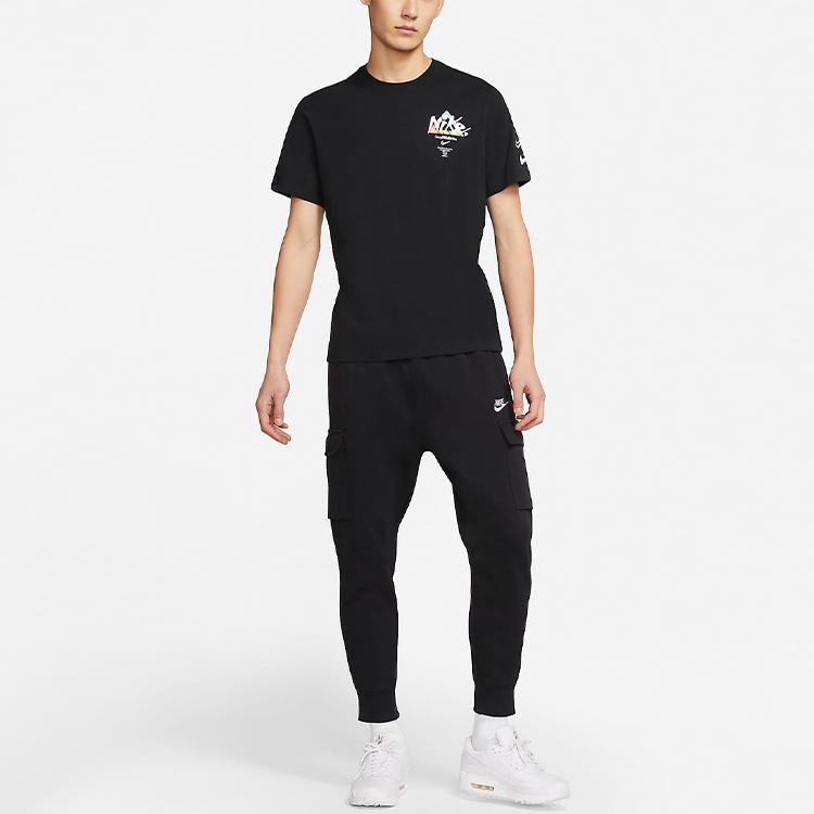 Nike T Shirts Men's Black Crew Neck Moderate Straight Fit DB6136-010