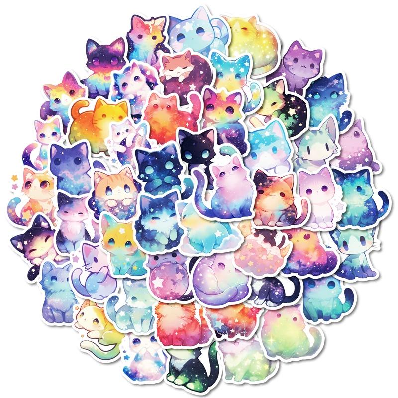 10/30/50PCS Cute Dream Star Cat Sticky PVC Sticker Aesthetic Stationery DIY Decoration Scrapbooking School Supplies