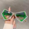 Солнцезащитные очки Diamond Shiny Shades Polygon Gradient irregular Woman, цветные бабочки, оправа, женские солнцезащитные очки