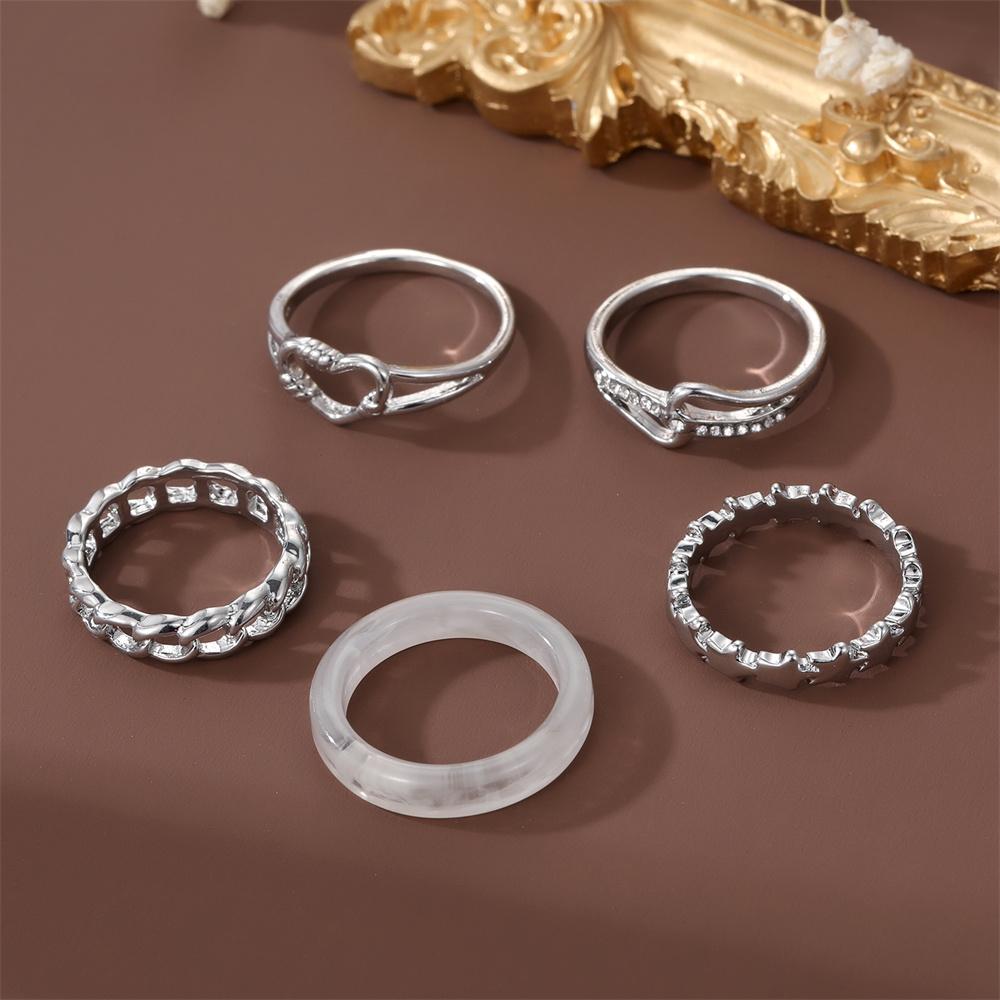 Набор винтажных полых металлических колец серебряного цвета с геометрическим рисунком для женщин, ювелирные аксессуары