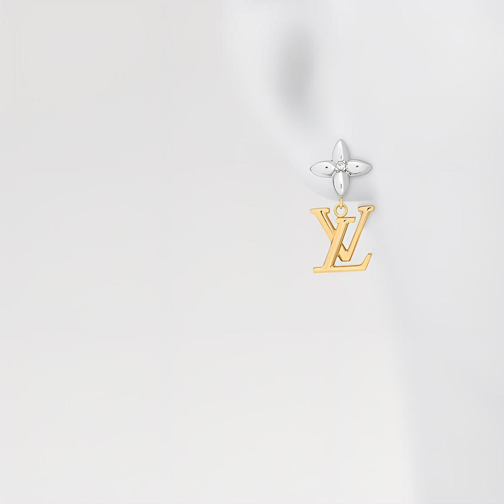 Louis Vuitton Iconic Flower Initial Pendant Pattern Zircon Earrings Women earrings Gold M01287