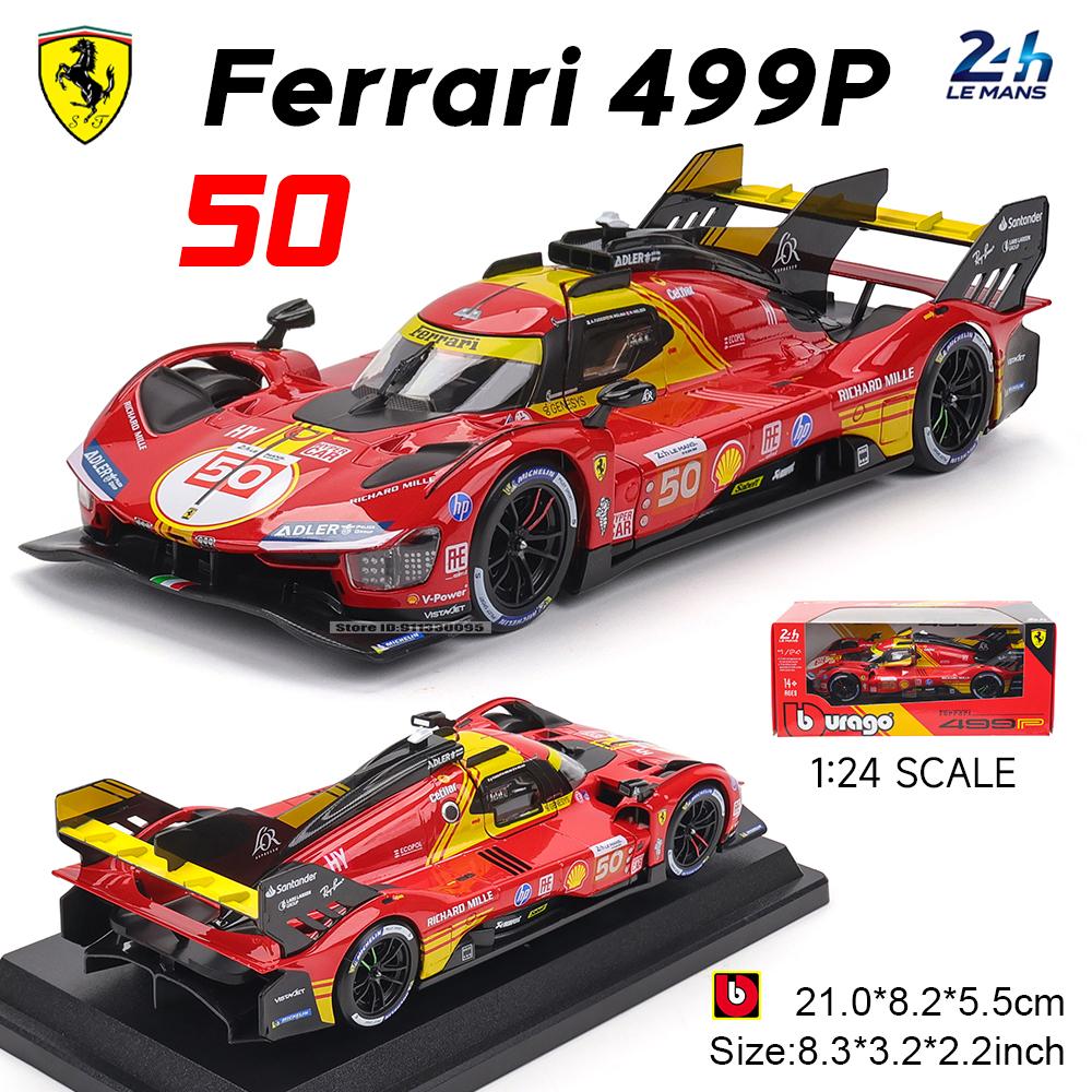 Ббураго 1:24  2024 Ferrari 499P LMH FORMULA RACING 250GTO FXXK 458 Сплав Роскошный Автомобиль Литьевая Модель Автомобиля Коллекция Подарок