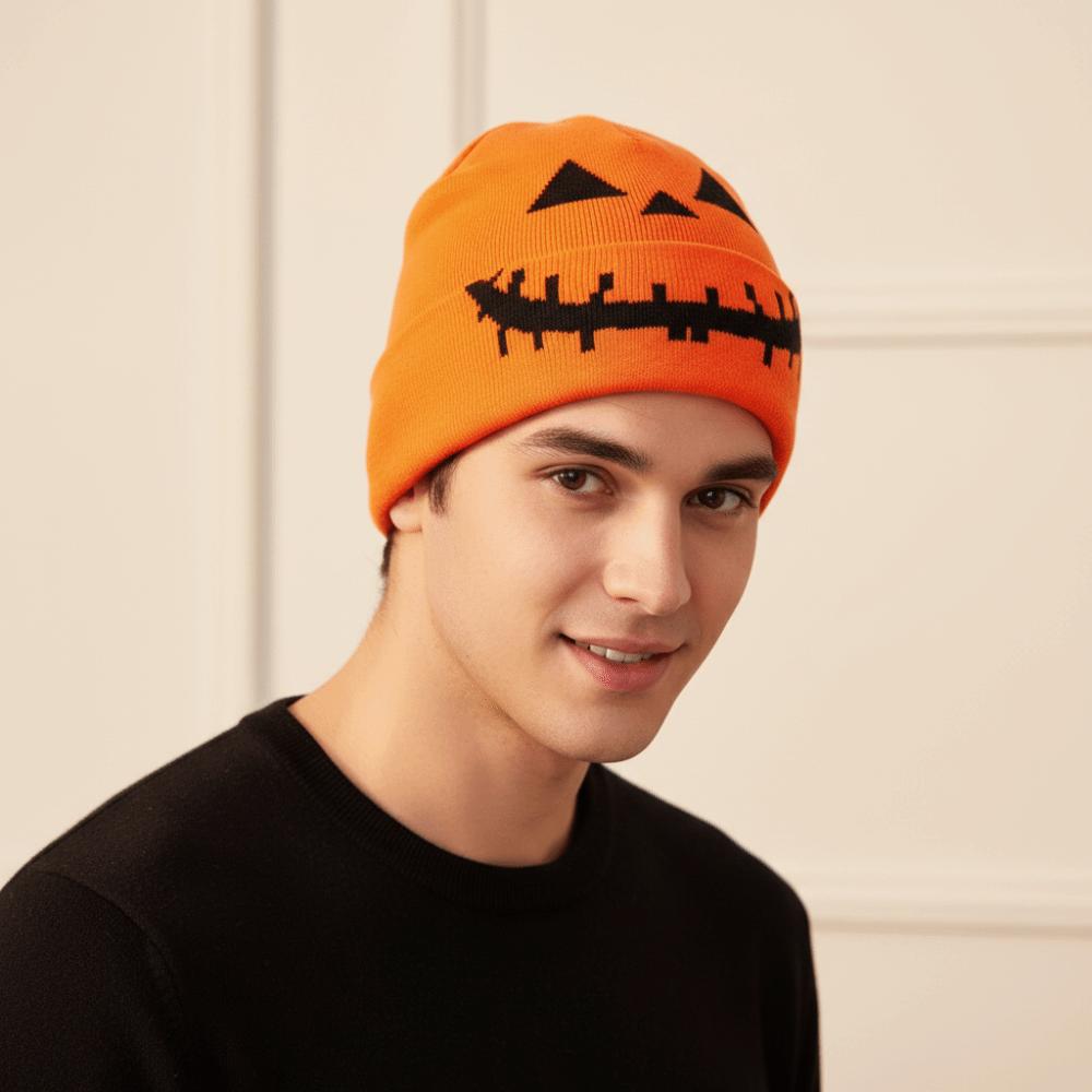 Soft Texture Halloween Knitted Cap Knitted Fabric Hip Hop Skullcap Daily Commute