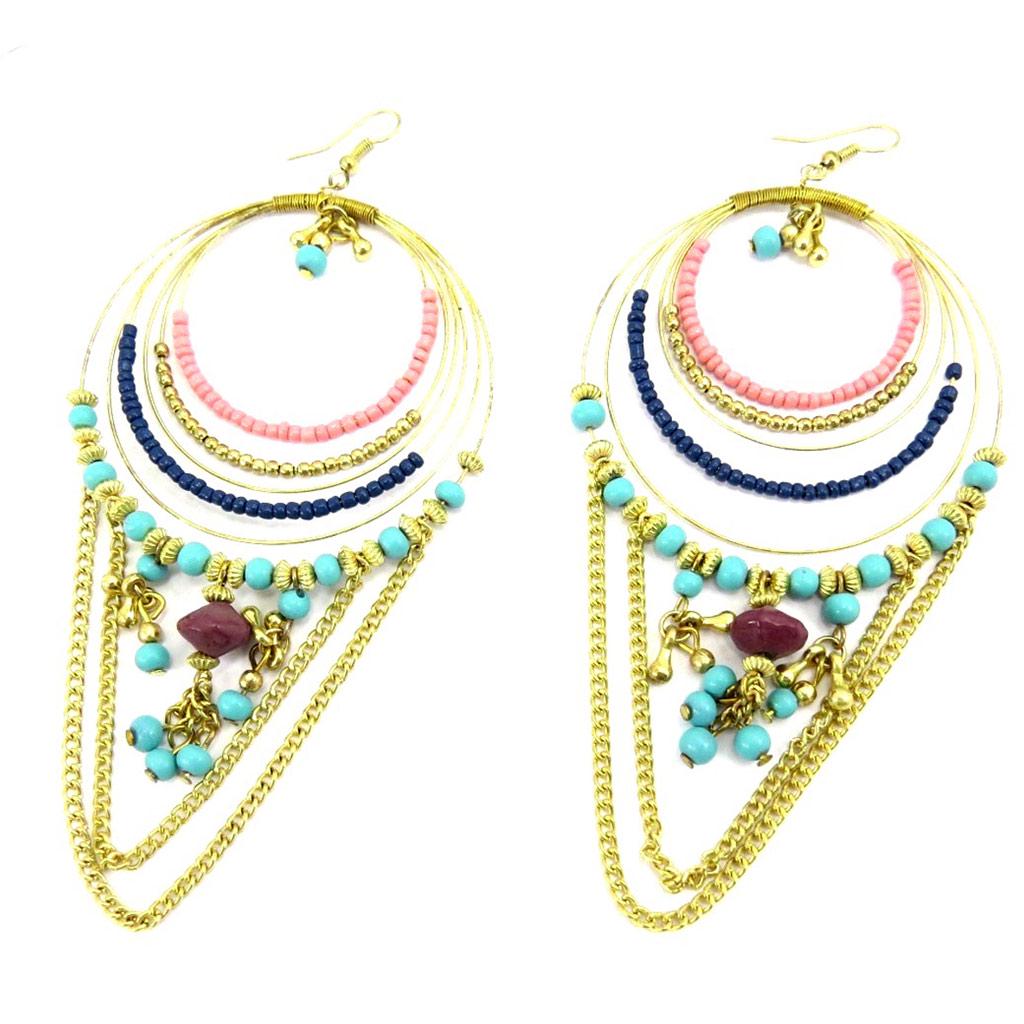 Les Trésors De Lily [L5777] - Авторские серьги «Алтай» с золотой бирюзой.