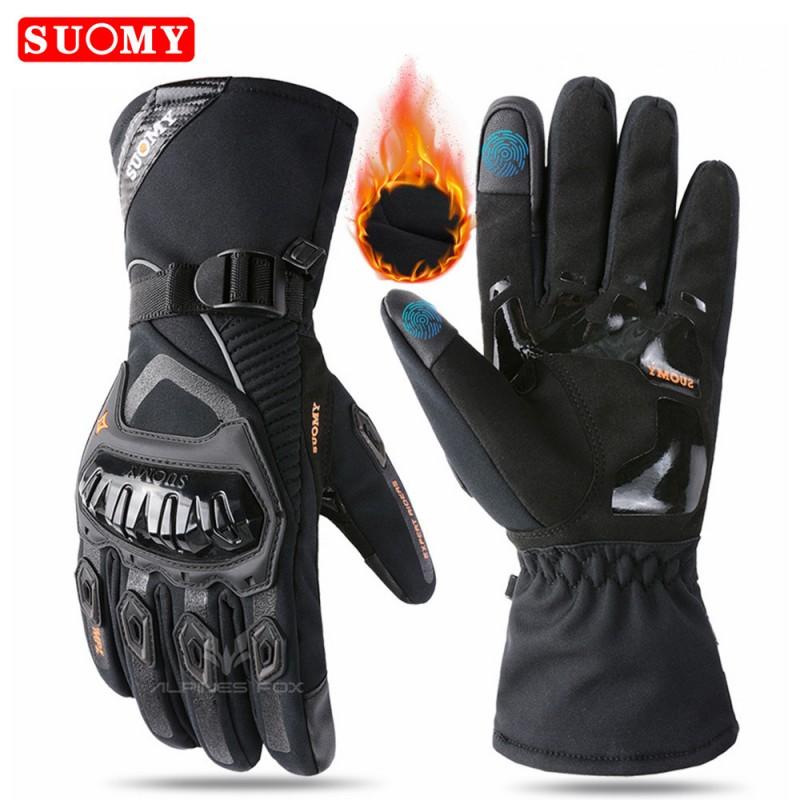 SUOMY Winter Motorcycle Gloves Touchscreen Compatible Waterproof Windproof Thermal Long Riding Men Women