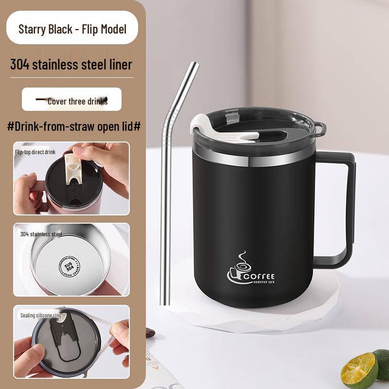 Drop-Proof 304 Stainless Steel Mug with Lid for Home, Office, or Dorm Use
