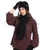 New Winter Women's Wool Hat, Scarf, Gloves, Leather and Non-slip Three-piece Set