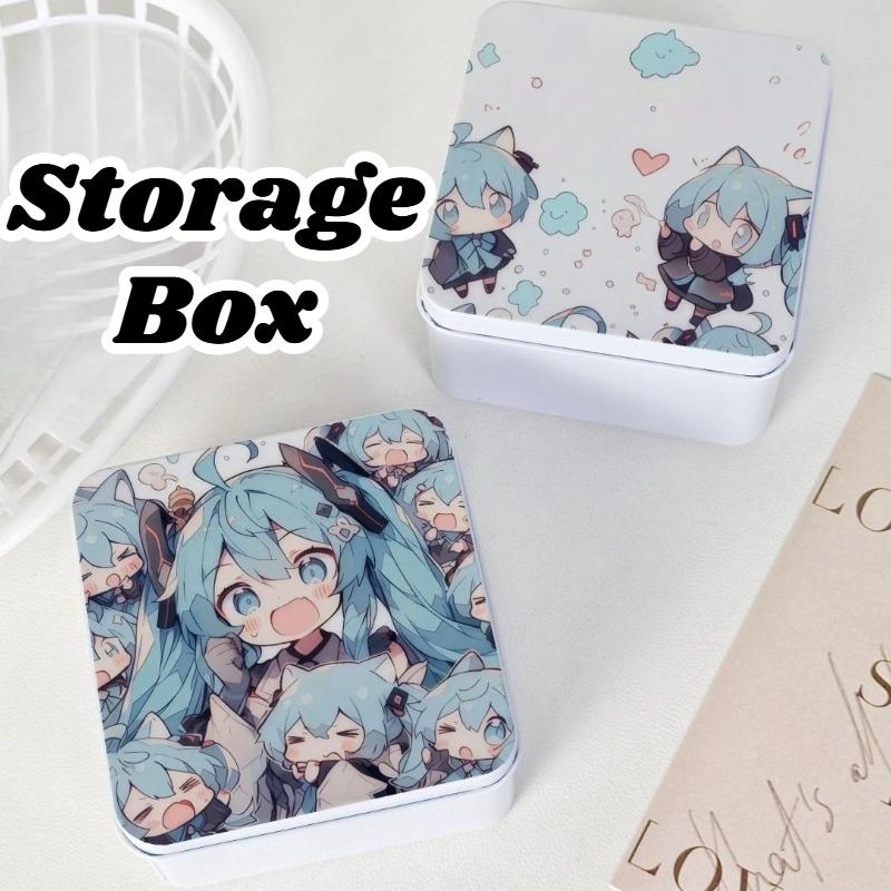 Креативные Периферийные Квадратные Маленькие Железные Коробочки Hatsune Miku Коробка для Хранения Милая Мультяшная Девочка Резинка Портативная Мини-Коробка для Хранения Подарок