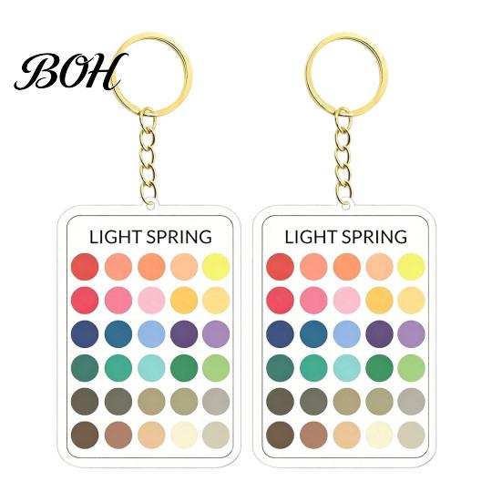 Makeup Color Guide 2Pcs Palette Keychain Pendant, Clear Acrylic Season Analysis Swatches Wardrobe Matcher Keychain, Card, Gifts for Fashion