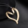 Новая полая матовая подвеска из сплава в виде сердца любви, женская длинная цепочка-свитер на кожаном шнурке с неровным персиковым сердцем