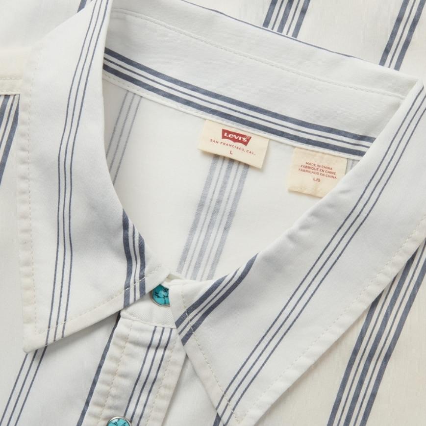 Levi's Shirts Men's White Lapel Moderate 003KW-0001